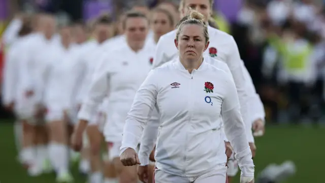 Marlie Packer leads out England