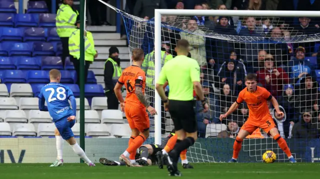 Jay Stansfield (left) scores for Birmingham