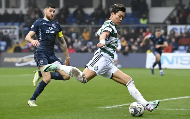 Oh Hyeon-gyu has a shot for Celtic against Ross County