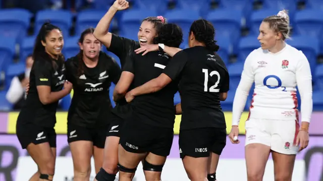 New Zealand celebrate a try