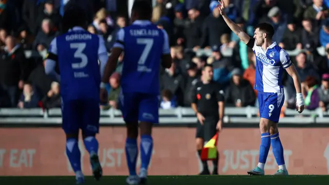 John Marquis celebrates scoring for Bristol Rovers