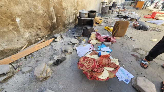 An image from Reuters news agency shows bread dough on the ground at the UN-run school in Jabalia refugee camp