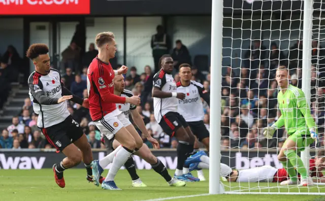 Scott McTominay puts the ball in the net for Manchester United