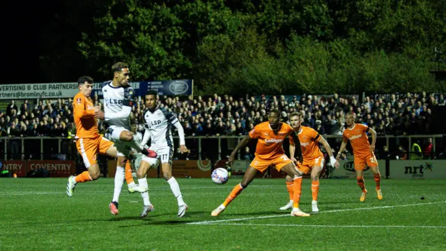 Corey Whitely has a shot for Bromley