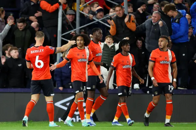 Luton players celebrate