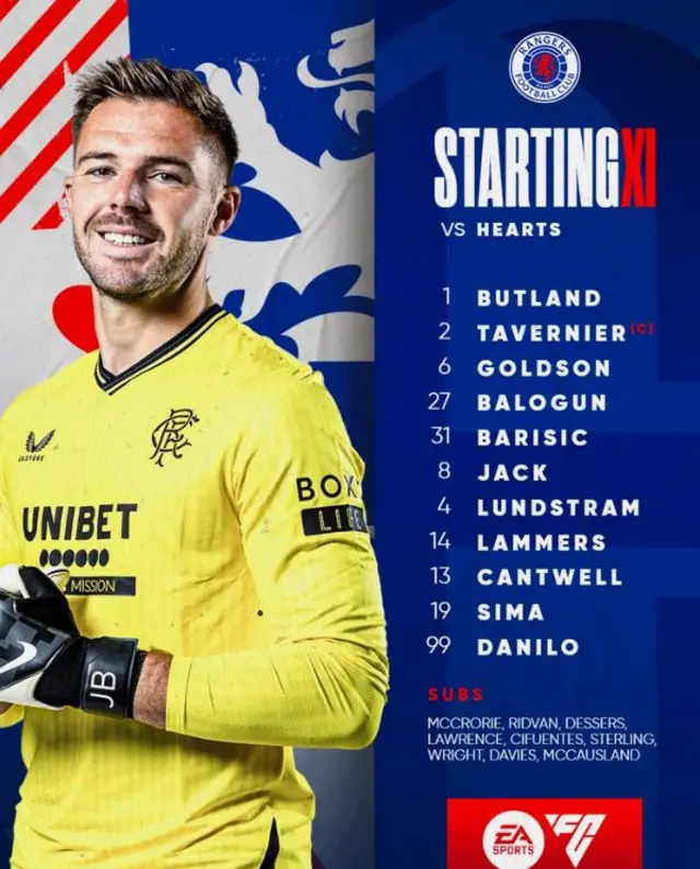 Rangers line-up