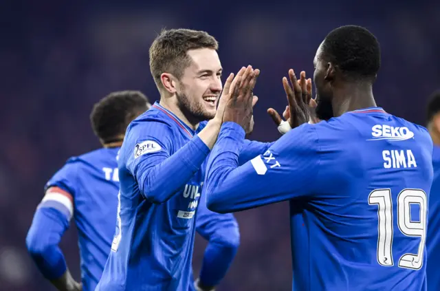 Rangers players celebrating