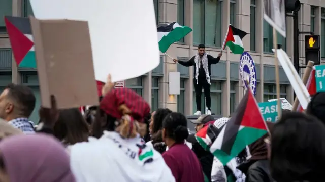 Demonstrators in Washington march in support of Palestinians in Gaza