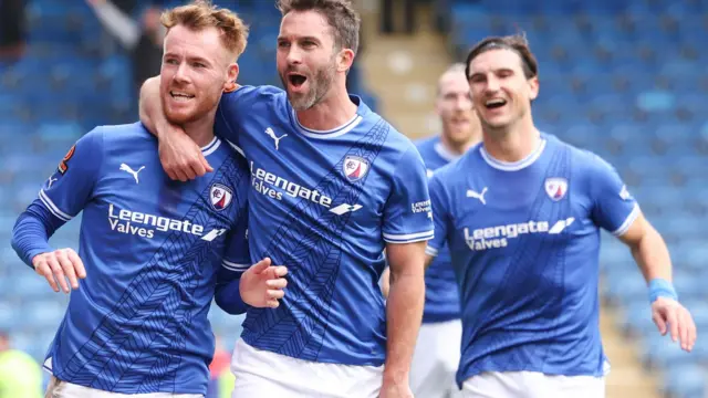 Chesterfield celebrate scoring a goal