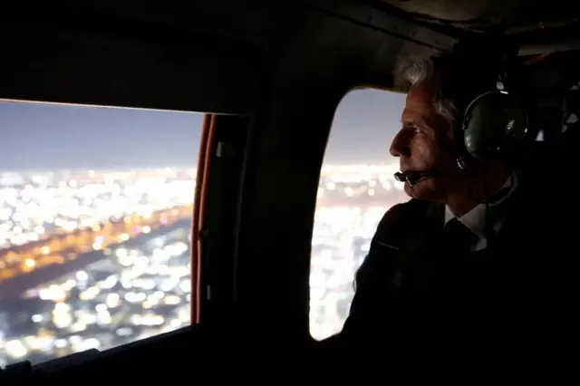 Blinken in a helicopter over Baghdad earlier today