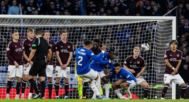 James Tavernier scores his second of the game