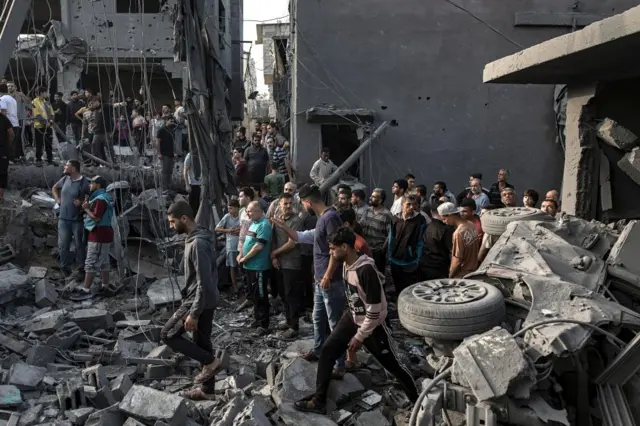 The aftermath at the Al-Magahzi camp, seen on Sunday morning