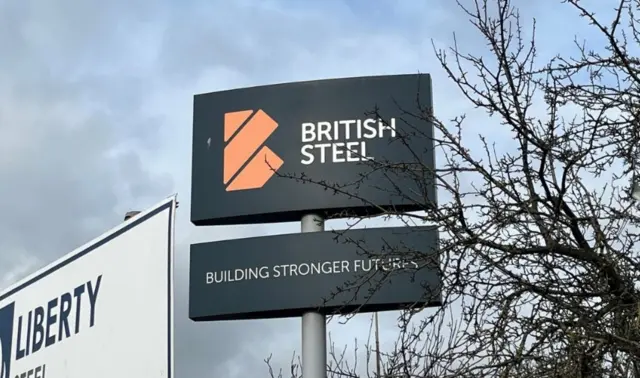 British Steel sign at Scunthorpe