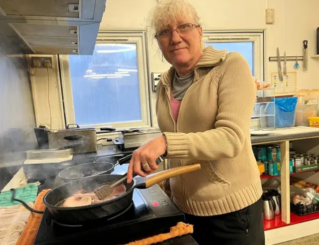 Alicia Pady, owner of Liz's Diner, next door to the steelworks