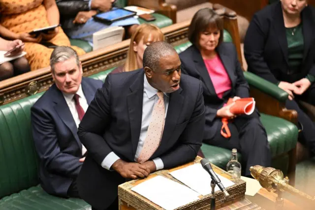 Labour's David Lammy speaks during Urgent Question meeting on the explosion at the Al-Ahli Arab Hospital in Gaza, at the House of Commons in London, Britain October 18, 2023.