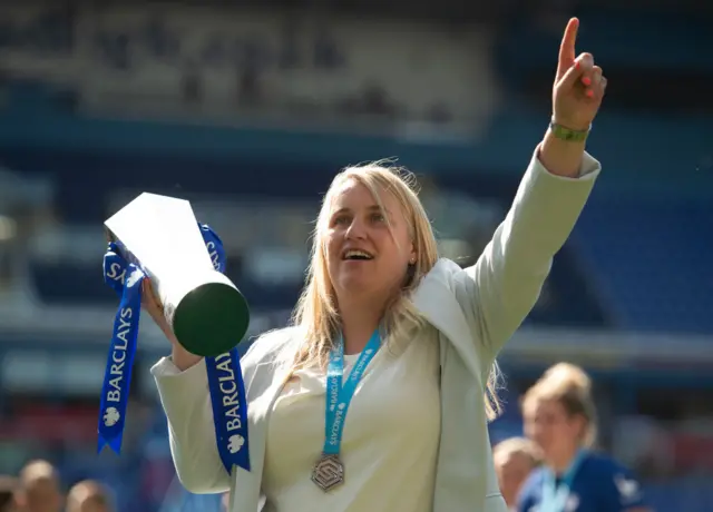 Emma Hayes with the WSL trophy