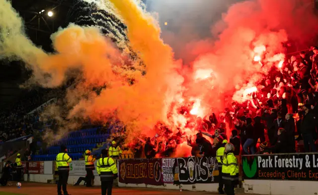 Motherwell fans pyrotechnic display