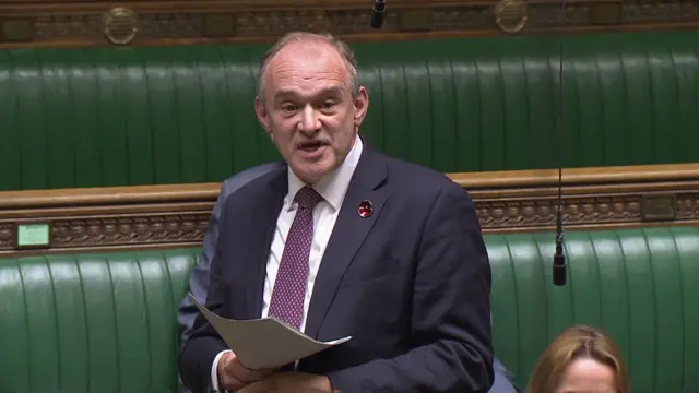 Lib Dem Leader Sir Ed Davey speaking in Commons