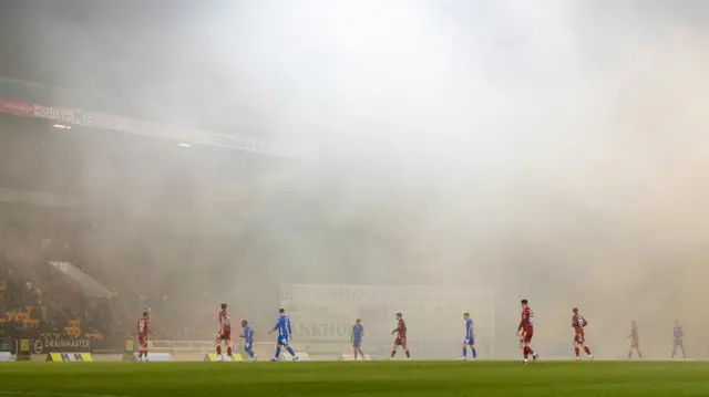 McDiarmid Park covered in smoke