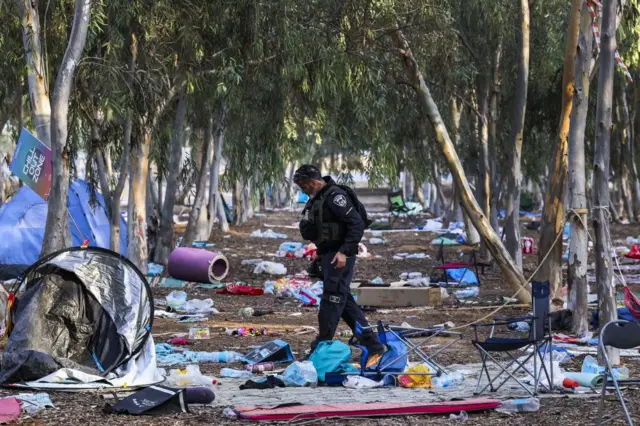 The aftermath of the Supernova music festival, pictured 10 days after the attacks that killed at least 260 people