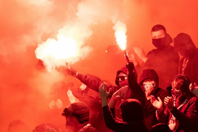 Motherwell fans pyrotechnic display