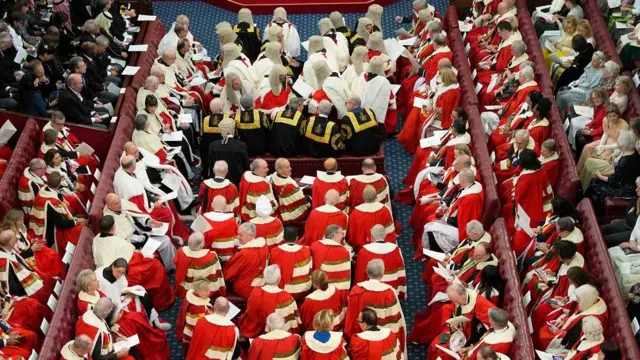 The chamber fills up ahead of the King's Speech for the State Opening of Parliament, at the Palace of Westminster in London, Britain, November 7, 2023. Kirsty Wigglesworth/Pool via REUTERS