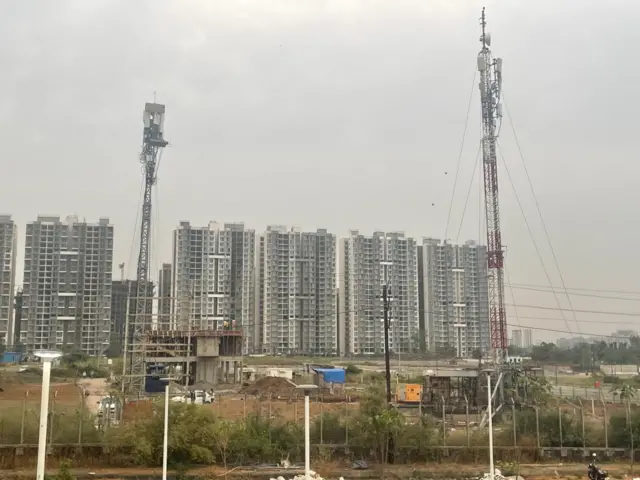 A view of construction sites near the stadium near Pune