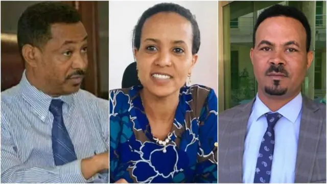 Alem Gebrewahid (L), Liya Kassa (C) and Amanuel Assefa (R)