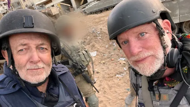 Jeremy Bowen and Fred Scott in Gaza