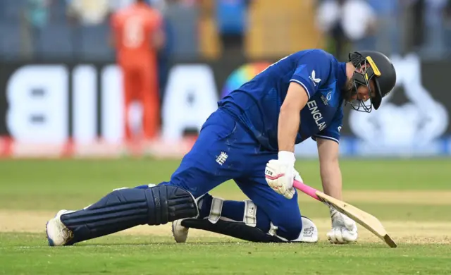 Dawid Malan reacts after being run out against The Netherlands