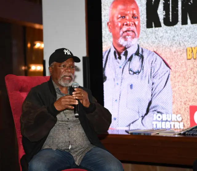 Veteran actor John Kani at the Premiere of Kunene And The King at The Mandela Joburg Theatre on May 29, 2022 in Johannesburg, South Africa