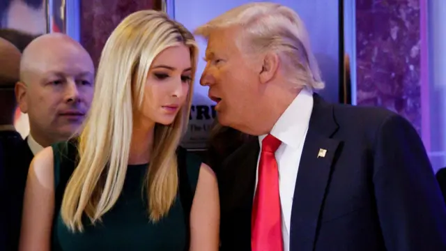 US President-elect Donald Trump (R) talks with his daughter Ivanka Trump (L) at the start of a press conference in the lobby of Trump Tower in New York, New York, USA, 11 January 2017.