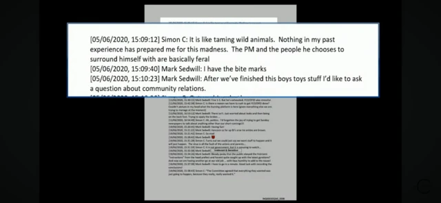 Screenshot from WhatsApp message exchange between Mark Sedwill and Simon Case