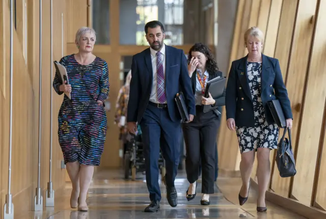 Justice Secretary Angela Constance, First Mnister Humza Yousaf and Deputy First Minister Shona Robison