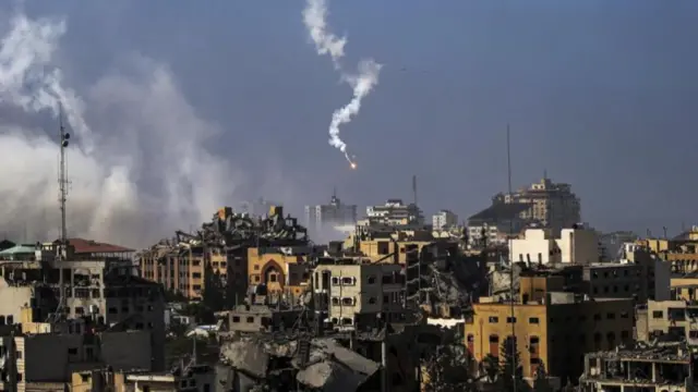 Smoke rising above the northern Gaza Strip