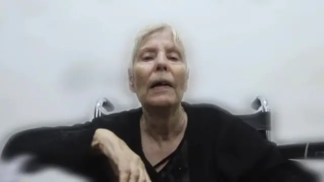 A screengrab of Israeli hostage Hanna Katsir - in her 70s - from a video released by Palestinian Islamic Jihad