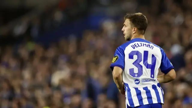 Brighton defender Joel Veltman in action against Ajax