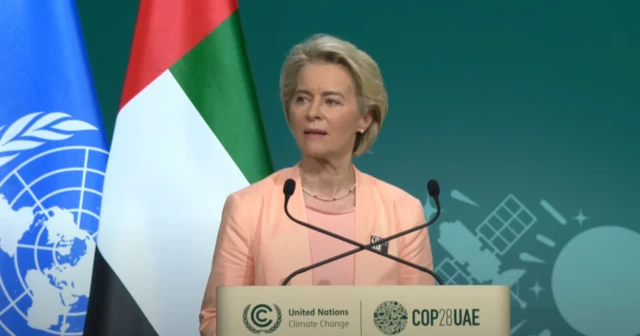 Ursula von der Leyen speaking at COP28