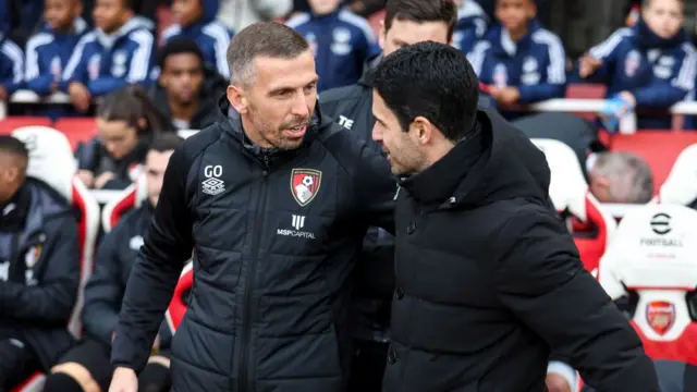 Bournemouth manager Gary O'Neil and Arsenal's Mikel Arteta