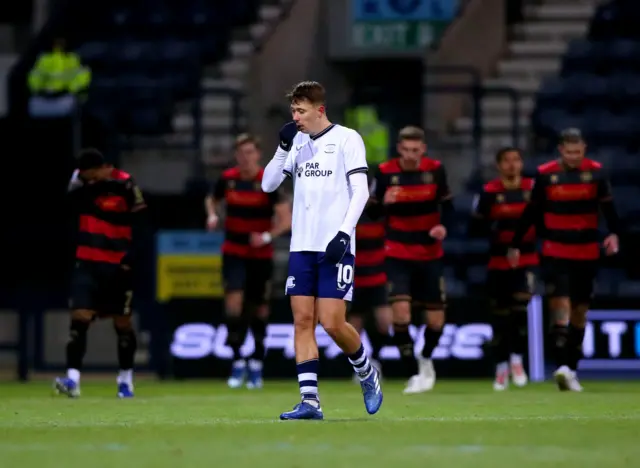 Preston North End's Mads Frokjaer-Jensen appears dejected after Queens Park Rangers' Paul Smyth (not pictured) scores