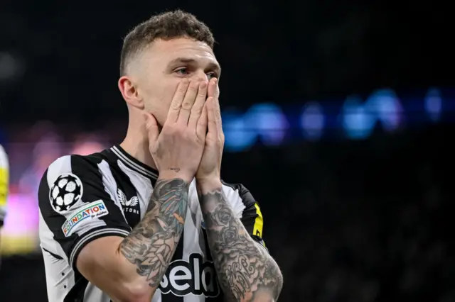 Newcastle's Kieran Trippier with his head in his hands