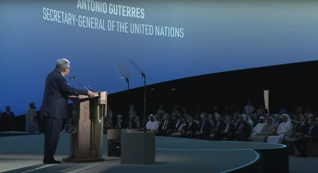 Antonio Guterres addressing COP28