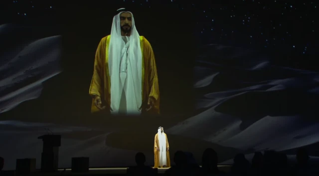 A hologram of Seikh Zayed on the COP28 stage