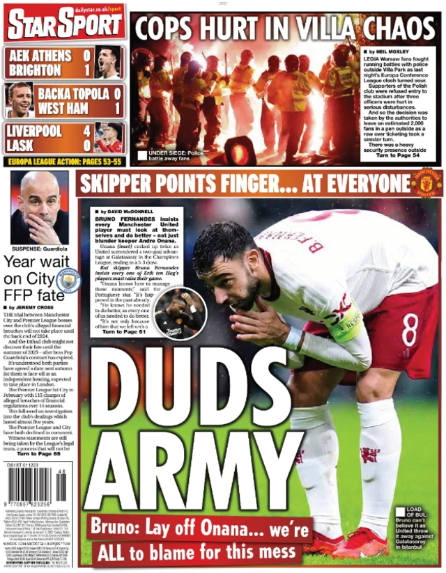 Back page of the Daily Star on 1 December 2023