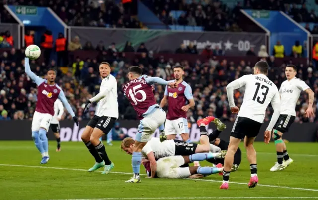 Alex Moreno scores for Aston Villa against Legia Warsaw