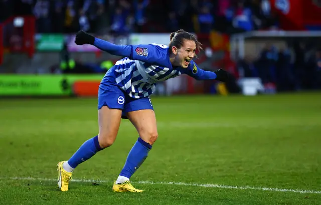 Elisabeth Terland celebrates after scoring