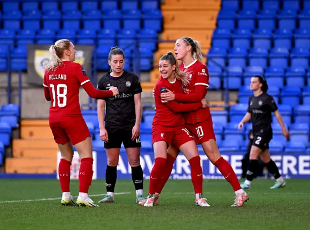 Sophie Roman Haug of Liverpool Women celebrating after scoring the equalising goal