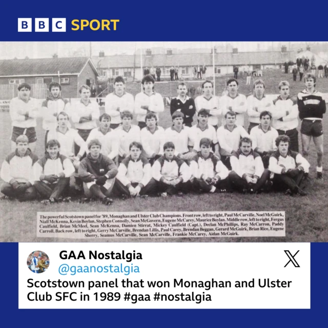 Ulster club champions Scotstown in 1989