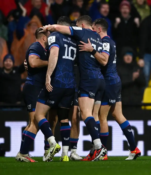 Leinster celebrate try