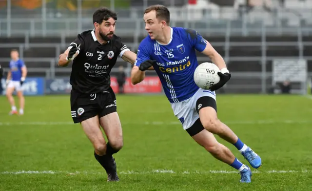 Jack McCarron of Scotstown in action against Kilcoo in the Ulster club SFC quarter-final.